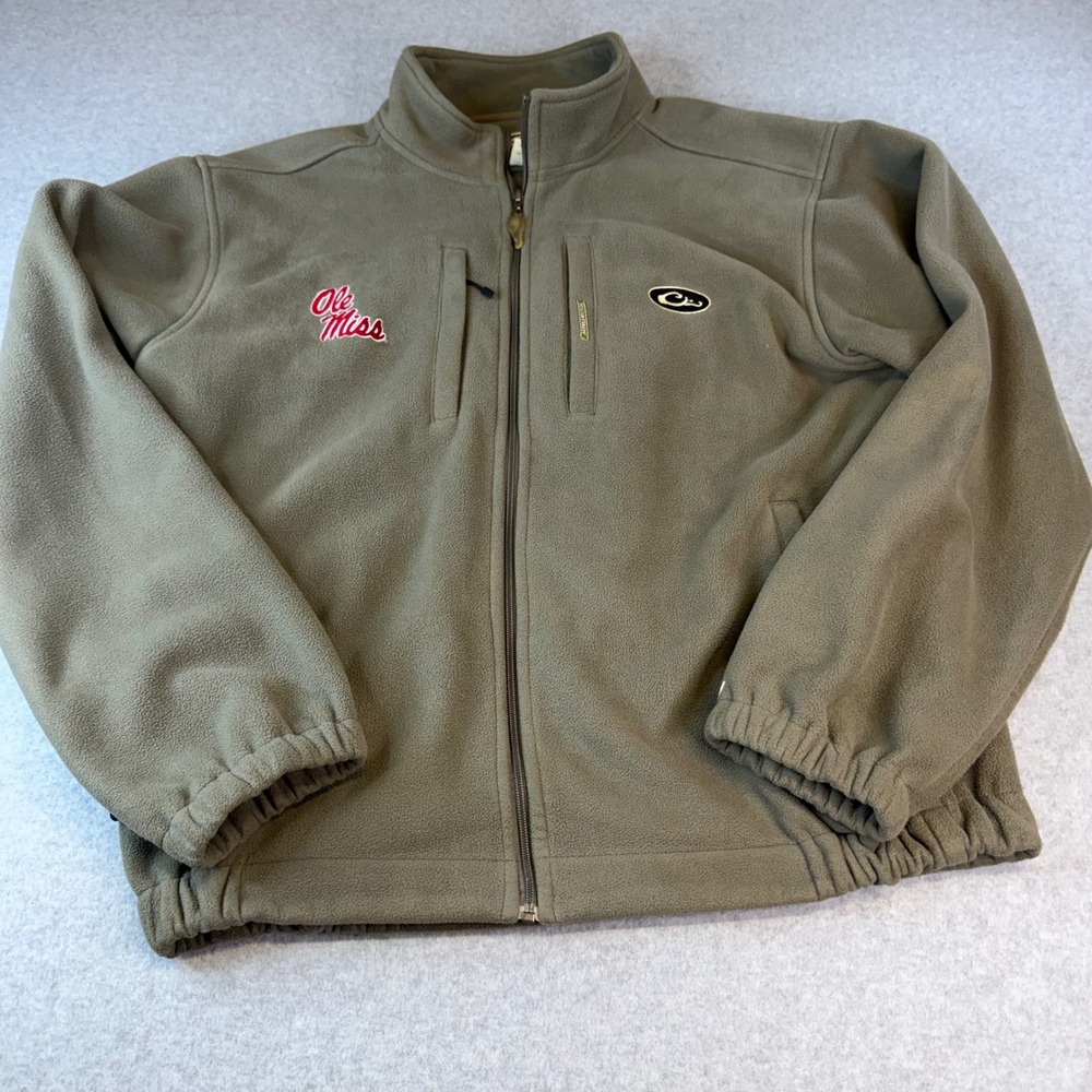 Drake Waterfowl Ole Miss Rebels Fleece Jacket Mens 3XL Green Full Zip MST Jacket